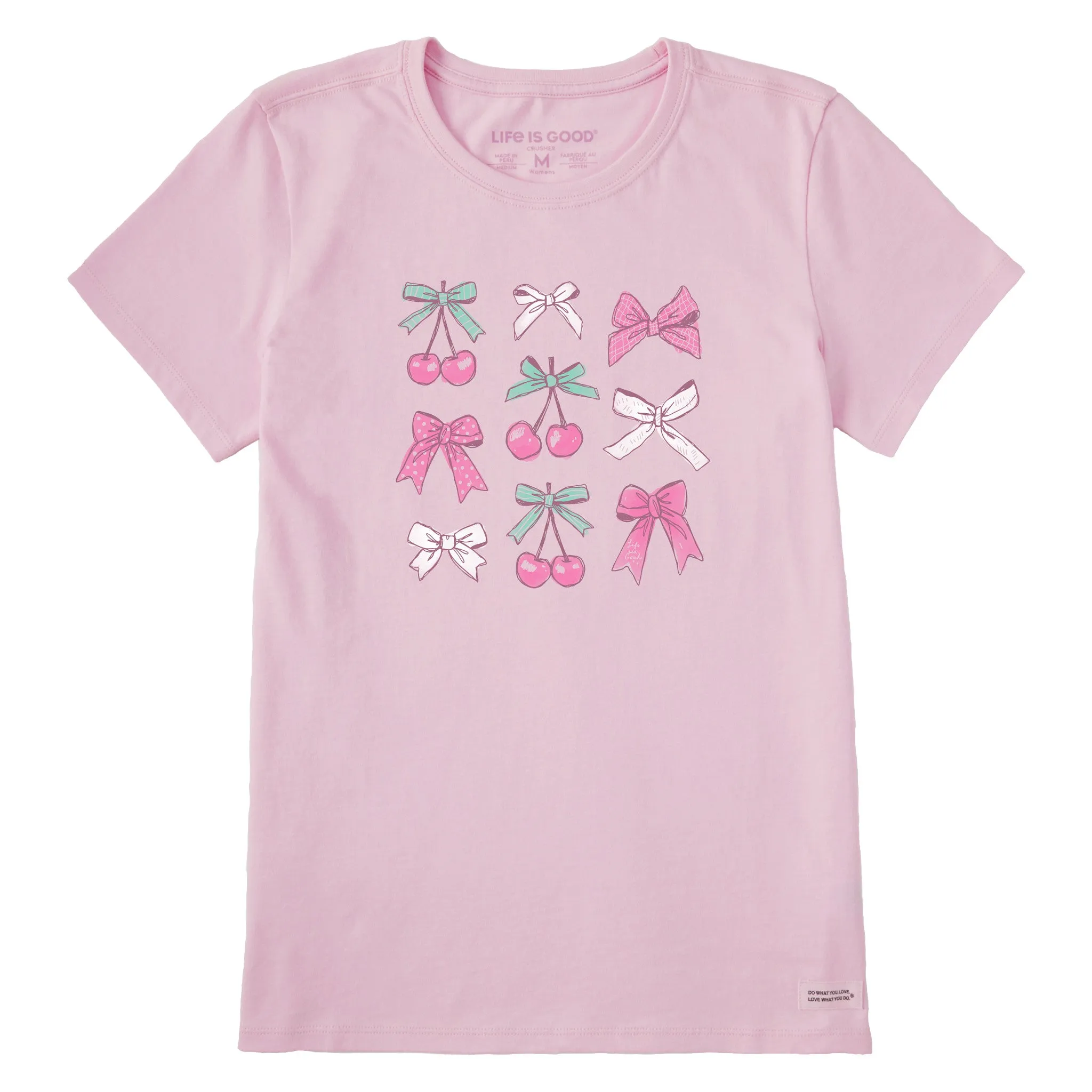 Women's Cherries and Ribbons Short Sleeve Crusher Tee Life is Good