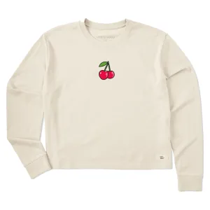 Women's Cherries Long Sleeve Crusher Boxy Tee Life is Good