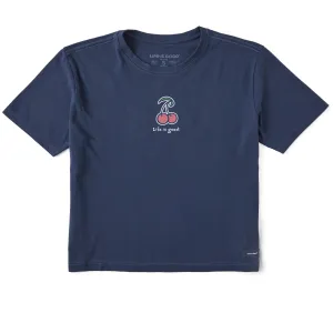 Women's Cherries Short Sleeve Crusher Boxy Tee Life is Good