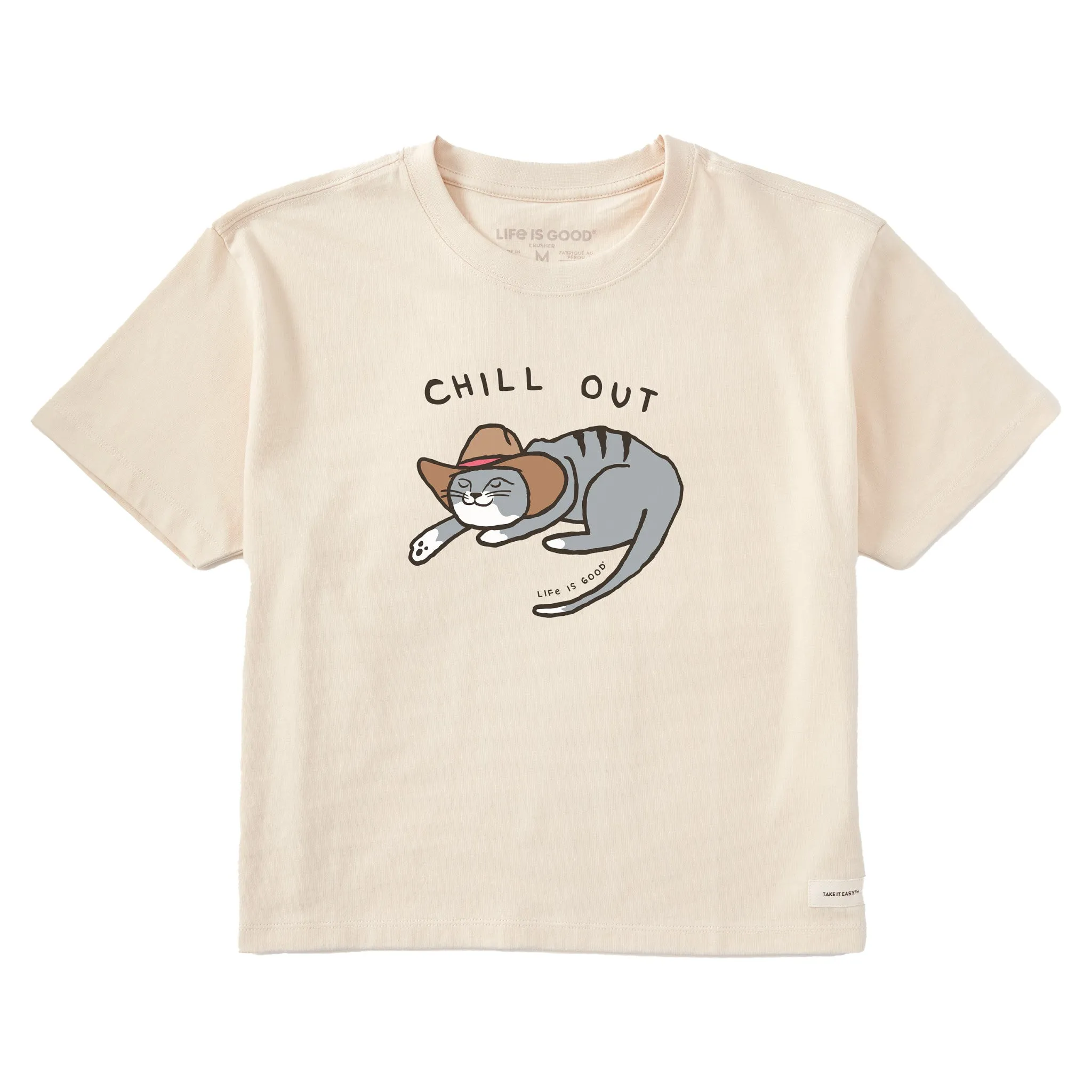 Women's Chill Out Cat Short Sleeve Crusher Boxy Tee Life is Good