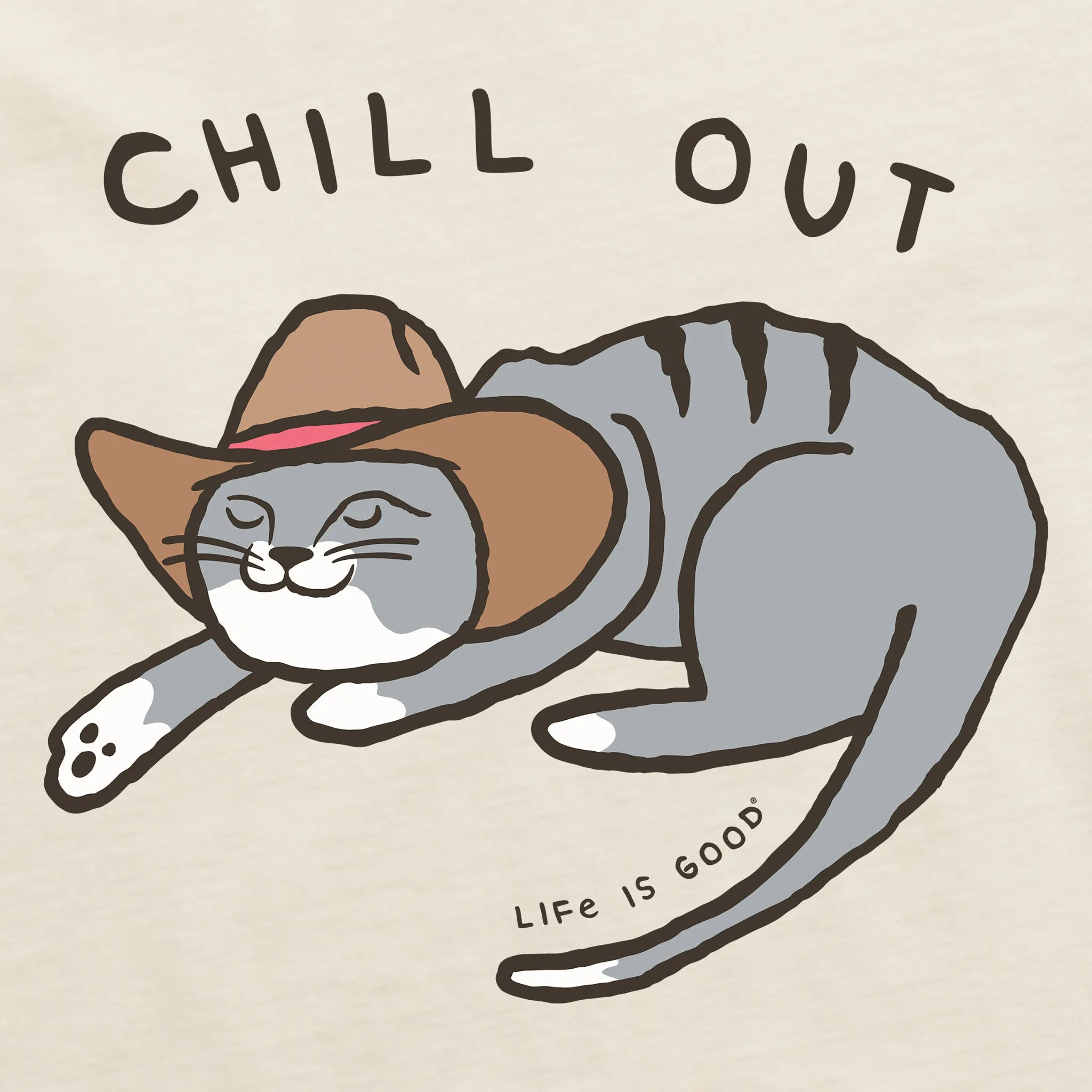 Women's Chill Out Cat Short Sleeve Crusher Boxy Tee Life is Good