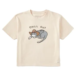 Women's Chill Out Cat Short Sleeve Crusher Boxy Tee Life is Good