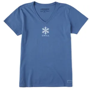 Women's Chill Snowflake Short Sleeve Crusher Vee Life is Good