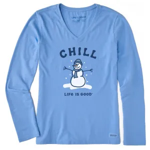 Women's Chill Snowman Long Sleeve Crusher Vee Life is Good
