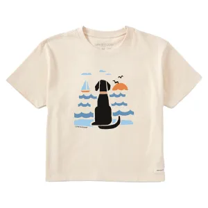 Women's Chillin' Dog @ the Beach Short Sleeve Crusher Boxy Tee Life is Good