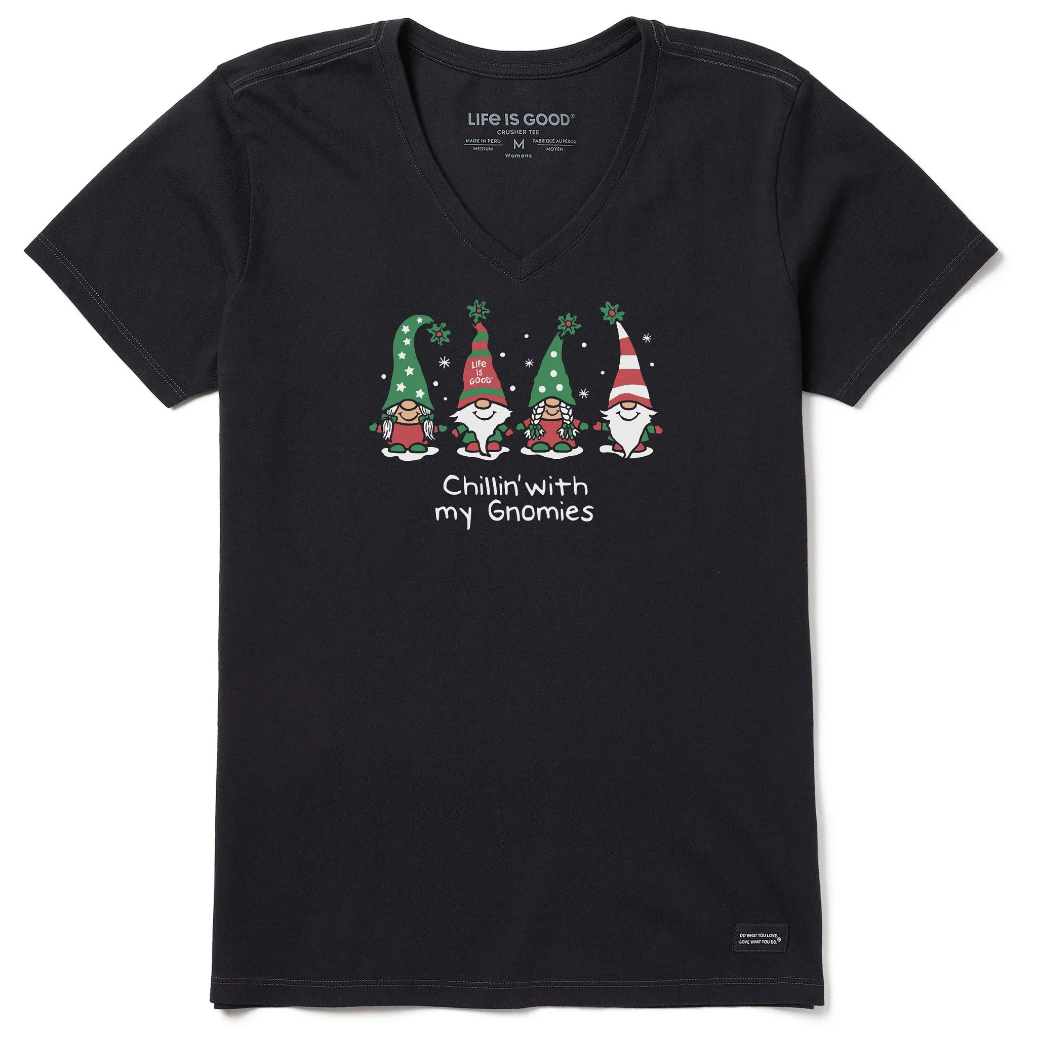 Women's Chillin' with my Gnomies Fam Short Sleeve Crusher-LITE Vee Life is Good