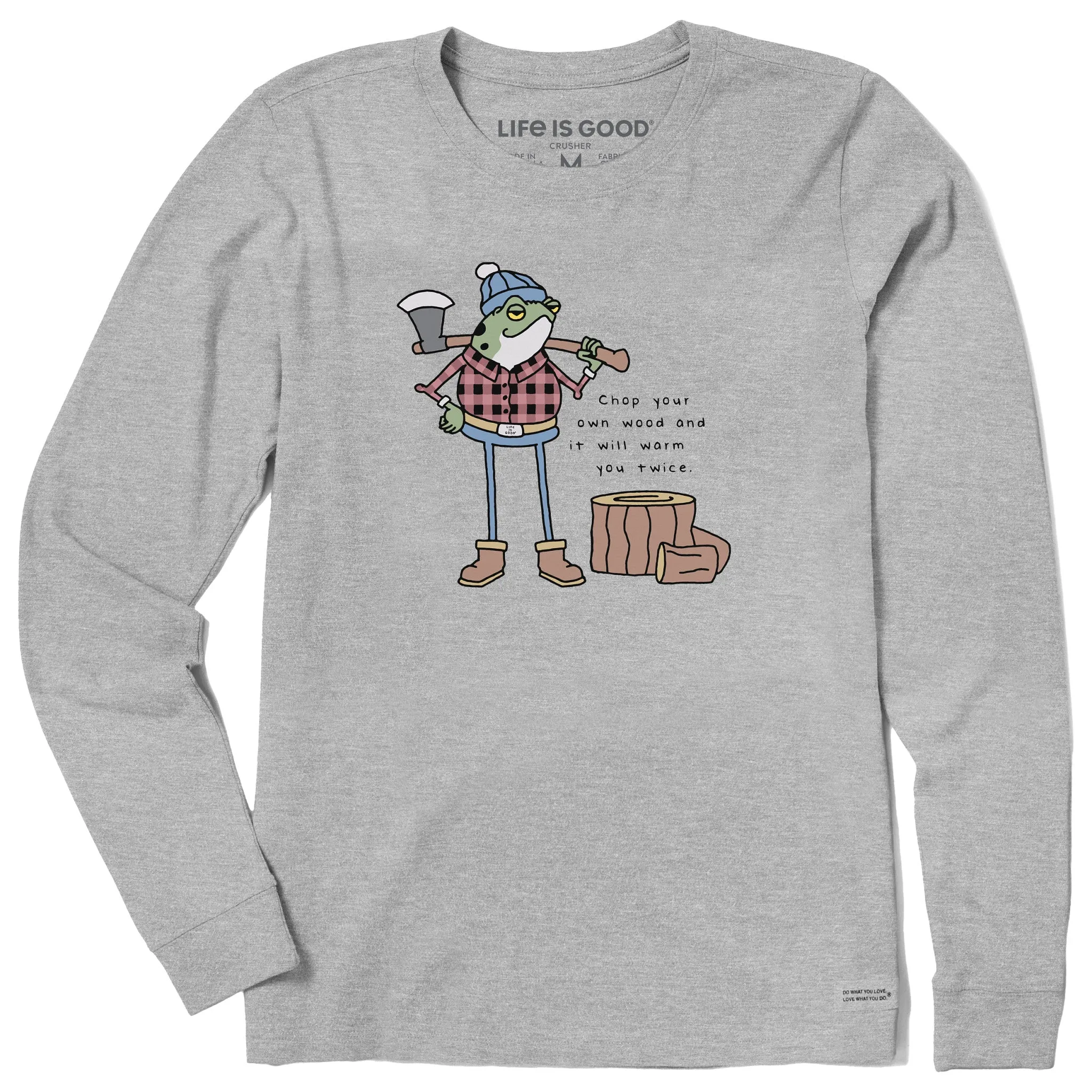 Women's Chop Your Wood Lumberjack Frog Long Sleeve Crusher Tee Life is Good
