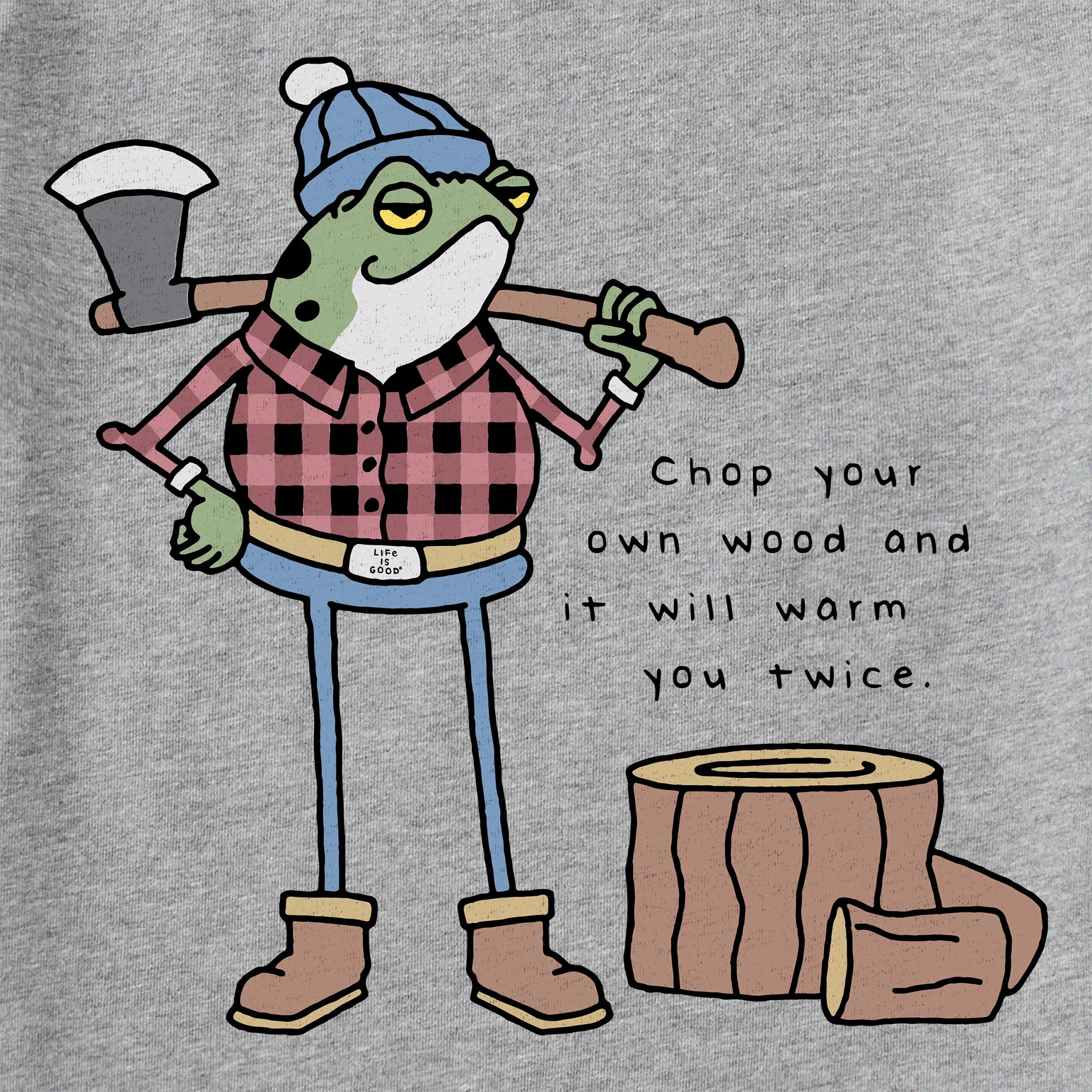 Women's Chop Your Wood Lumberjack Frog Long Sleeve Crusher Tee Life is Good