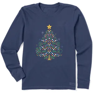 Women's Christmas Tree Sparkles Long Sleeve Crusher Tee Life is Good