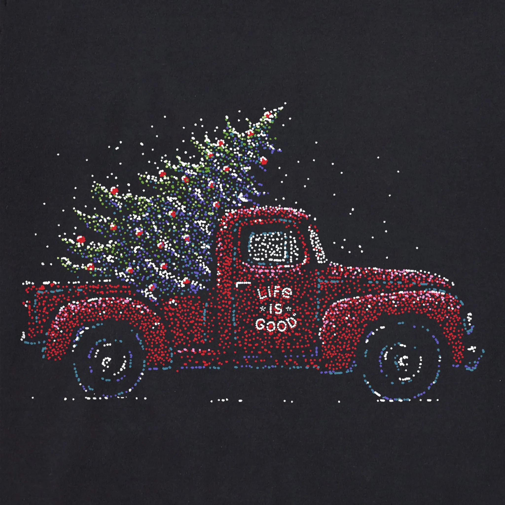 Women's Christmas Tree Truck Long Sleeve Crusher Tee Life is Good