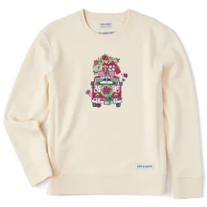 Women's Christmas Van Simply True Fleece Crew Life is Good