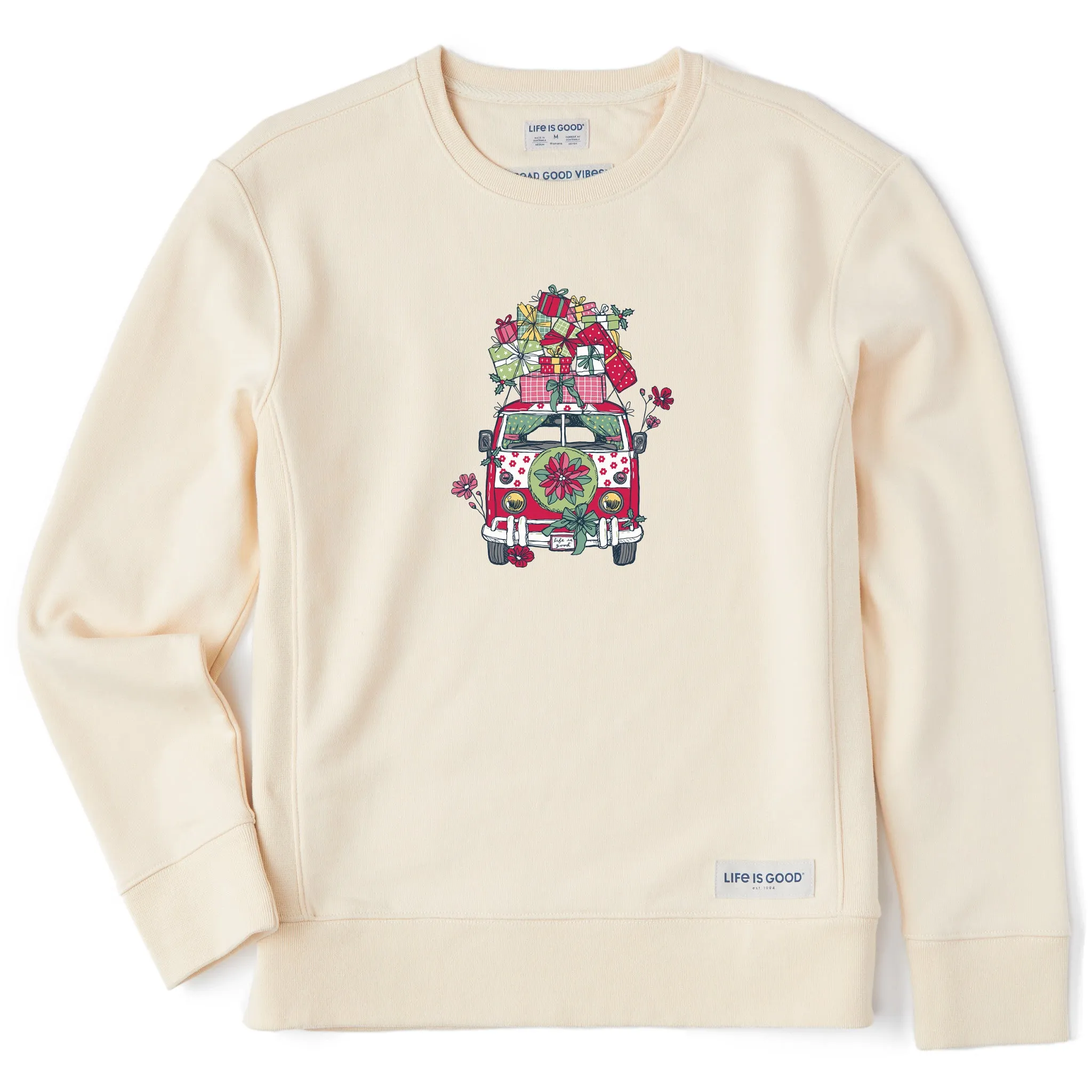 Women's Christmas Van Simply True Fleece Crew Life is Good