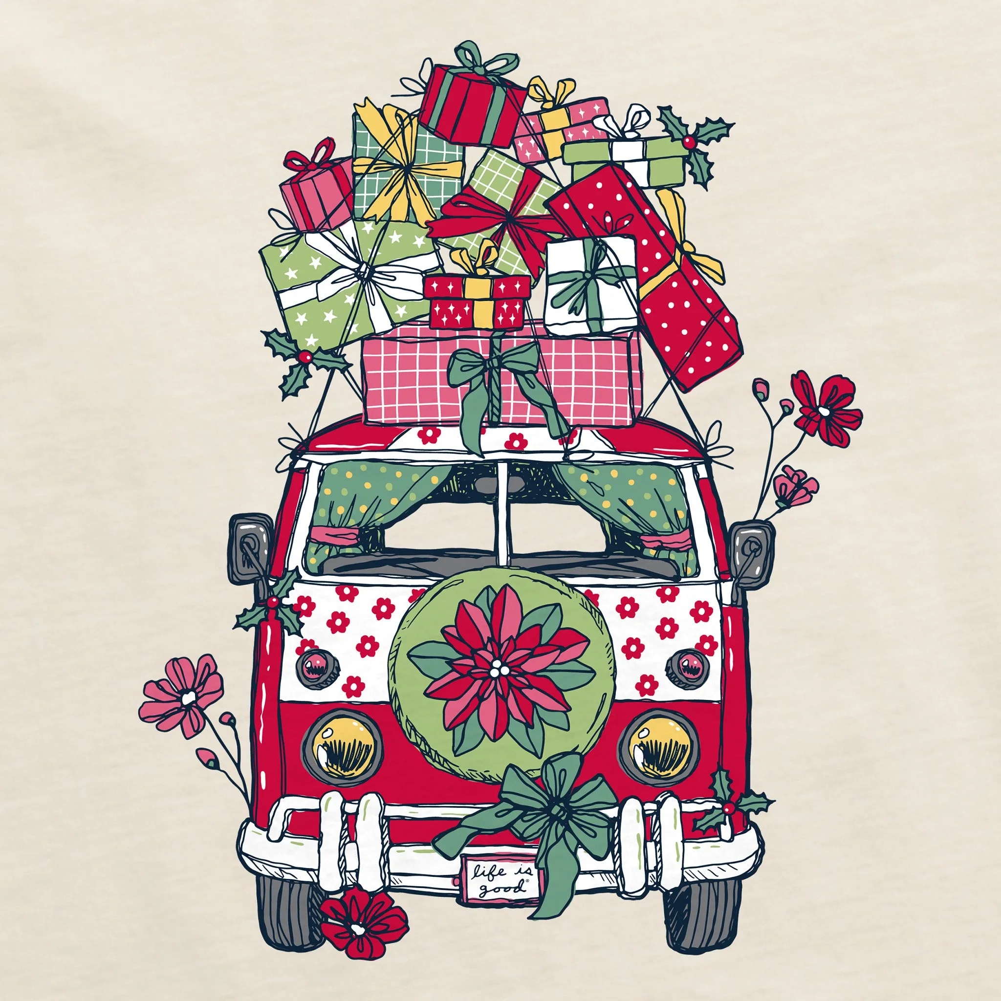 Women's Christmas Van Simply True Fleece Crew Life is Good