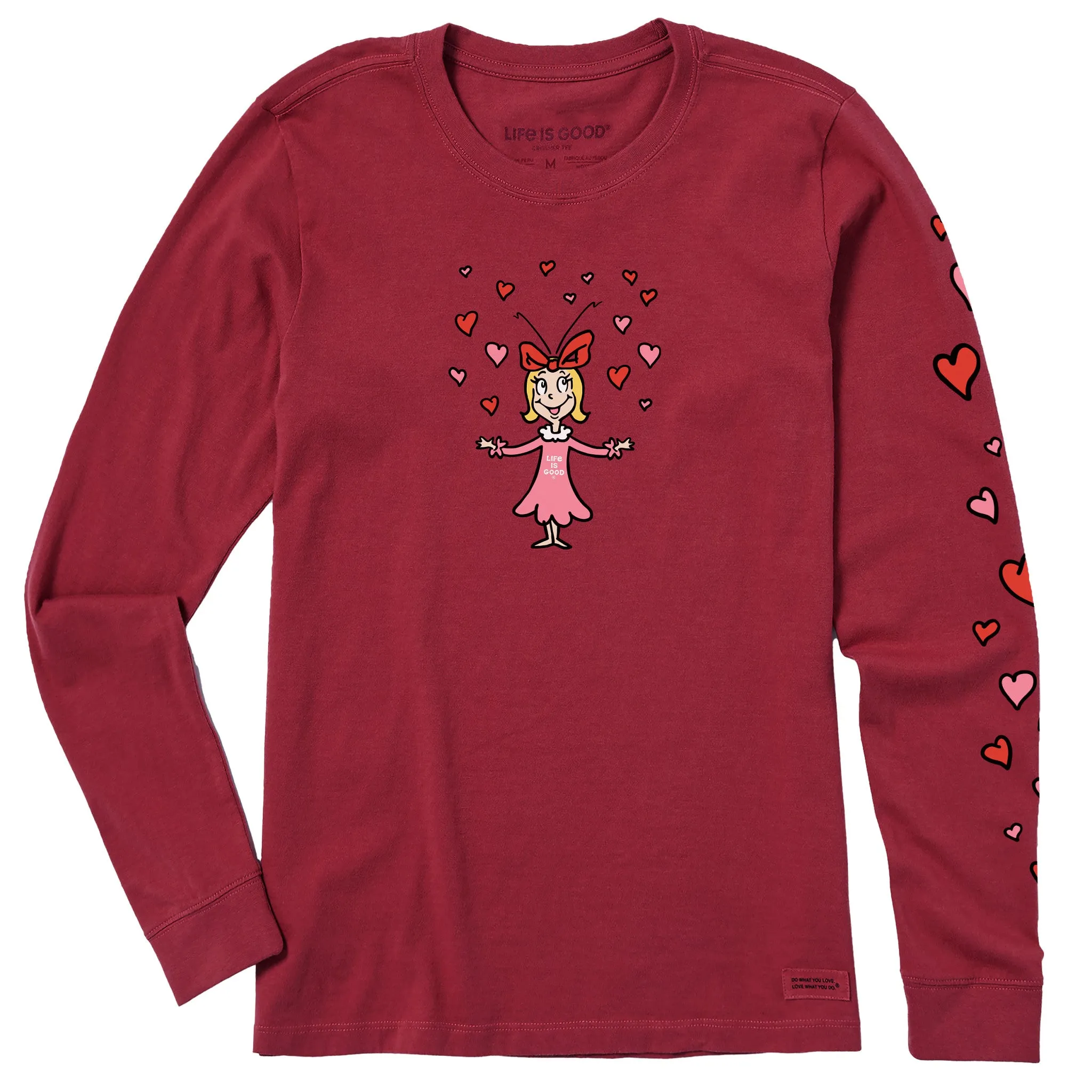 Women's Cindy-Lou Hearts Long Sleeve Crusher Tee Life is Good