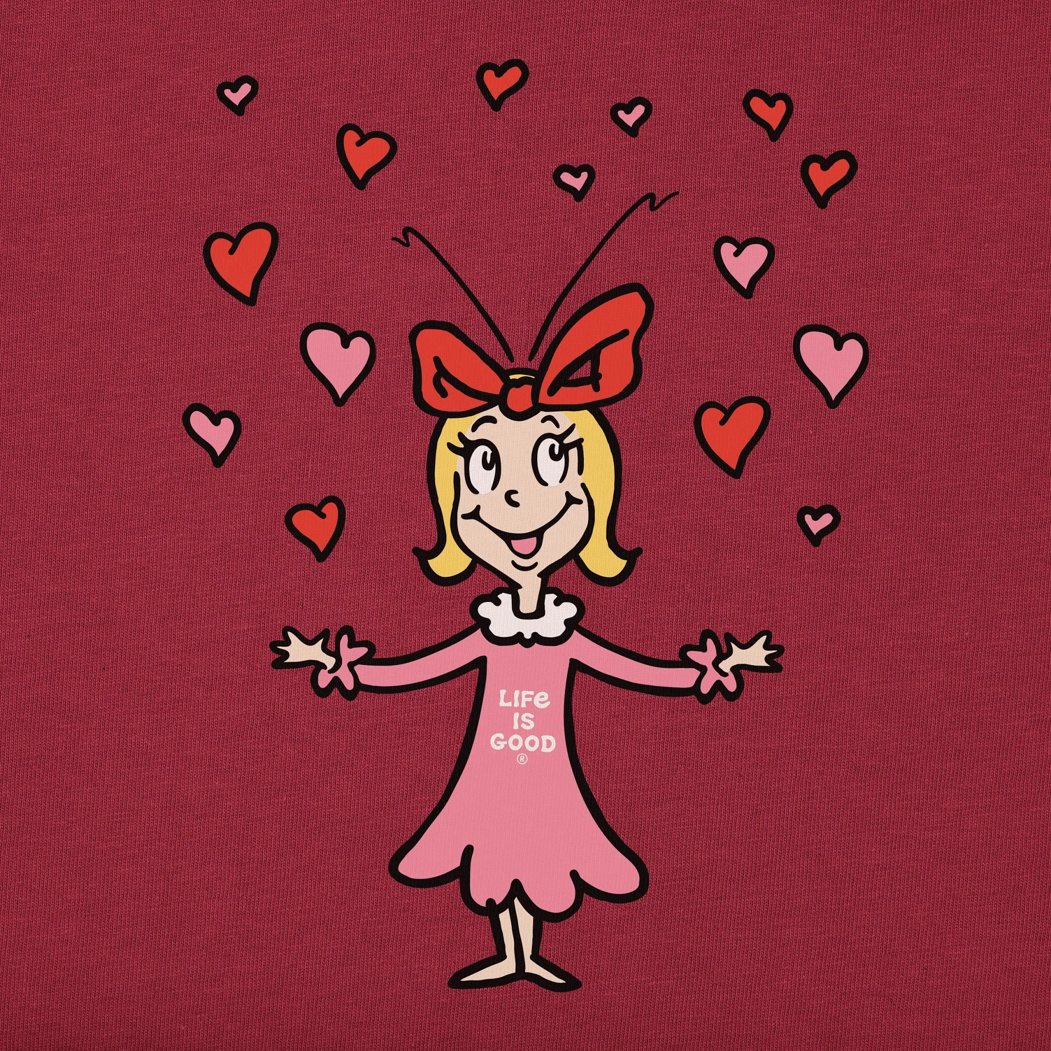 Women's Cindy-Lou Hearts Long Sleeve Crusher Tee Life is Good