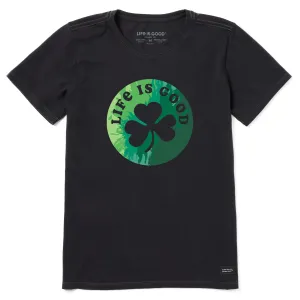 Women's Circle Clover Tie Dye Short Sleeve Tee Life is Good