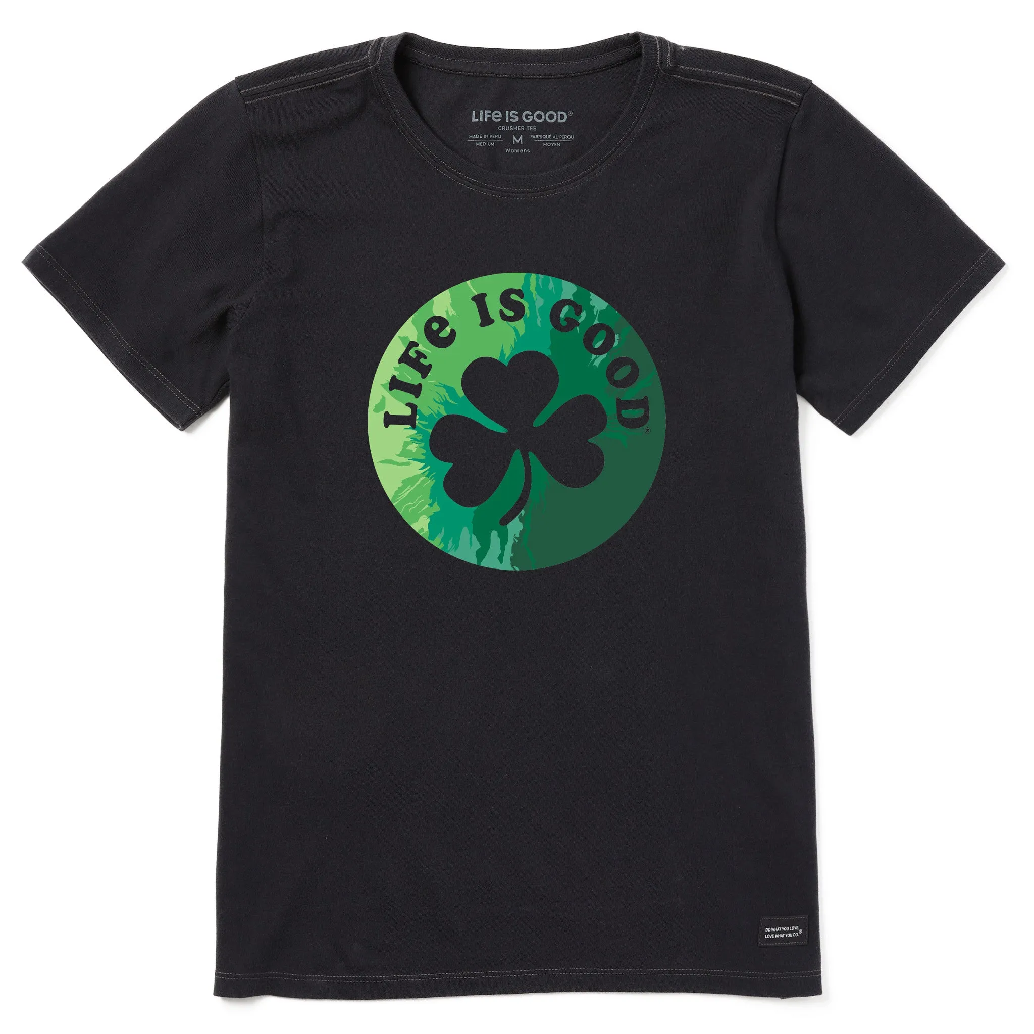 Women's Circle Clover Tie Dye Short Sleeve Tee Life is Good