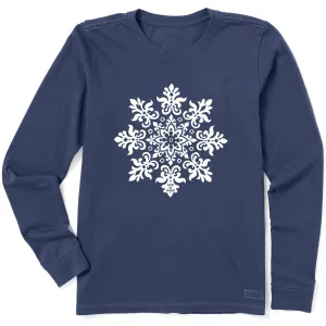 Women's Classic Snowflake Long Sleeve Crusher Tee Life is Good