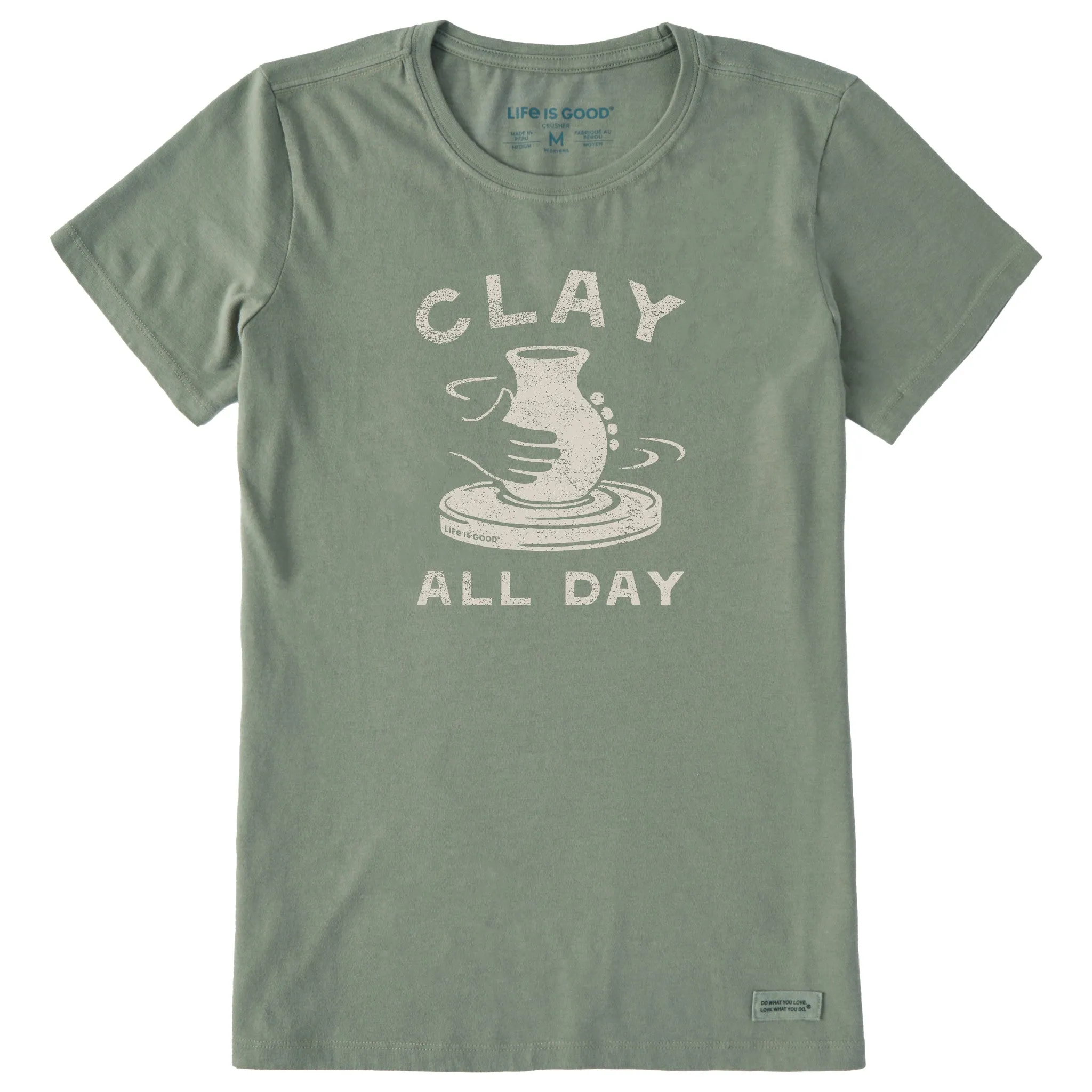 Women's Clay All Day Pottery Short Sleeve Crusher Tee Life is Good