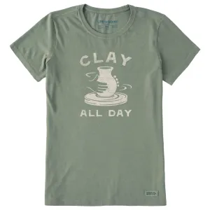 Women's Clay All Day Pottery Short Sleeve Crusher Tee Life is Good