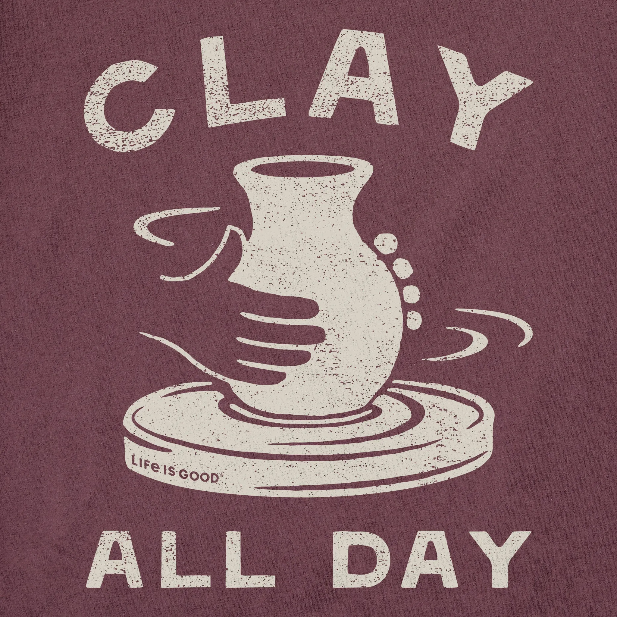Women's Clay All Day Pottery Short Sleeve Crusher Tee Life is Good