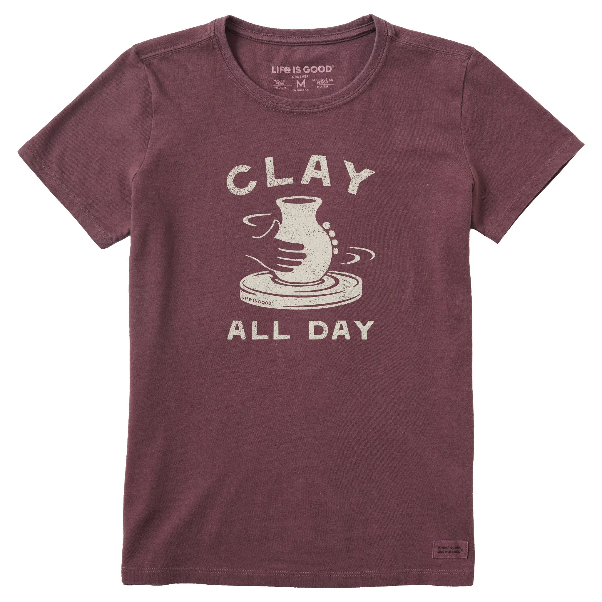 Women's Clay All Day Pottery Short Sleeve Crusher Tee Life is Good
