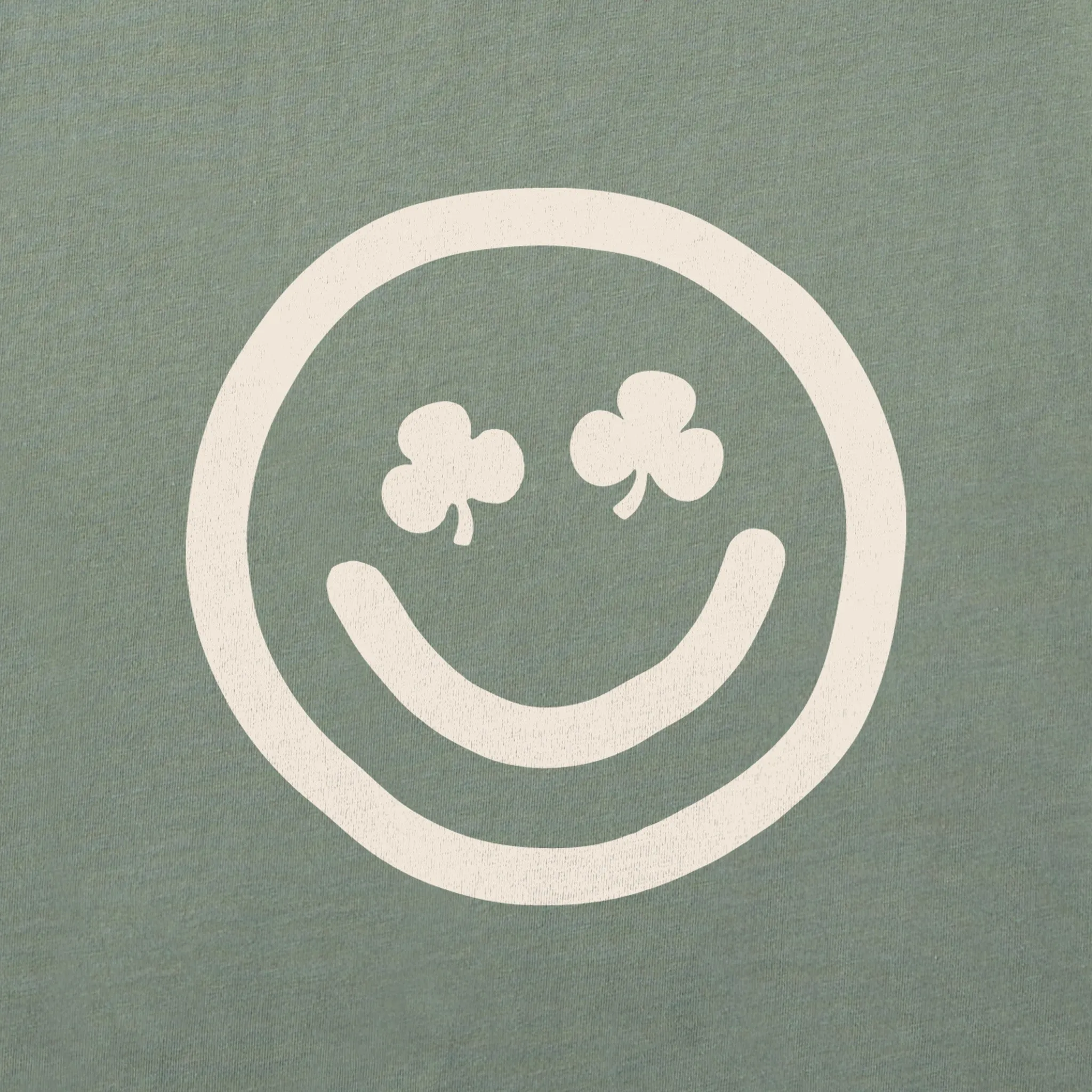 Women's Clean Clover Smile Face Short Sleeve Crusher Boxy Tee Life is Good