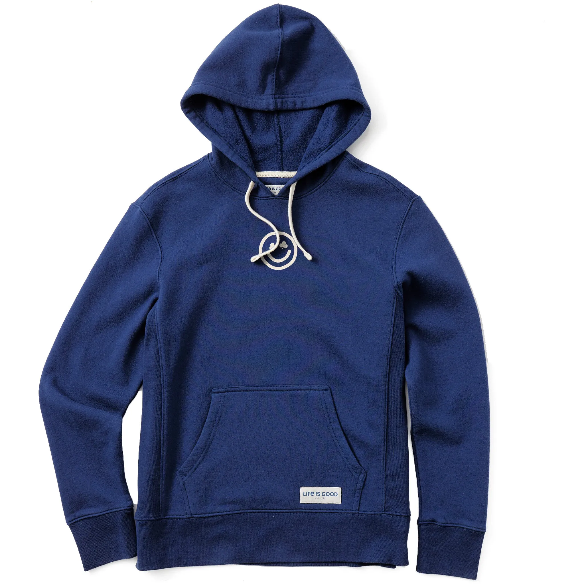 Women's Clean Clover Smile Face Simply True Fleece Hoodie LIFE IS GOOD