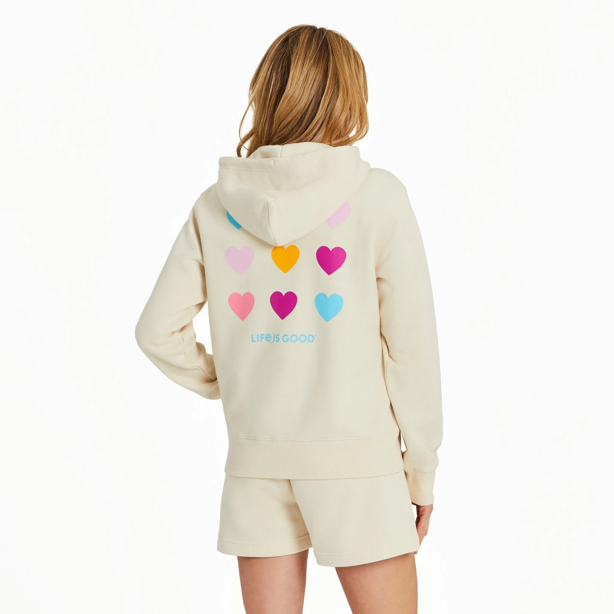 Women's Clean Heart Grid Good Vibes Fleece Zip Hoodie Life is Good