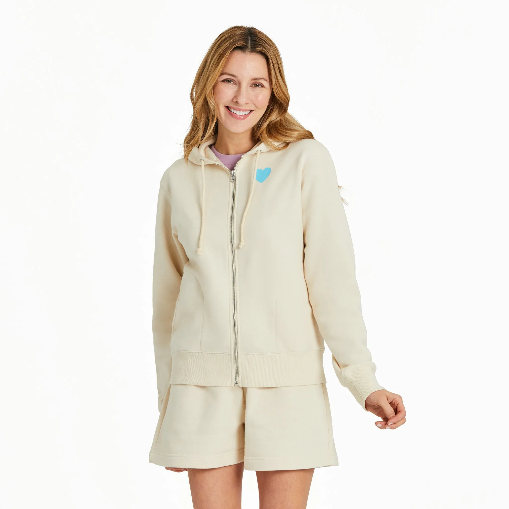 Women's Clean Heart Grid Good Vibes Fleece Zip Hoodie Life is Good