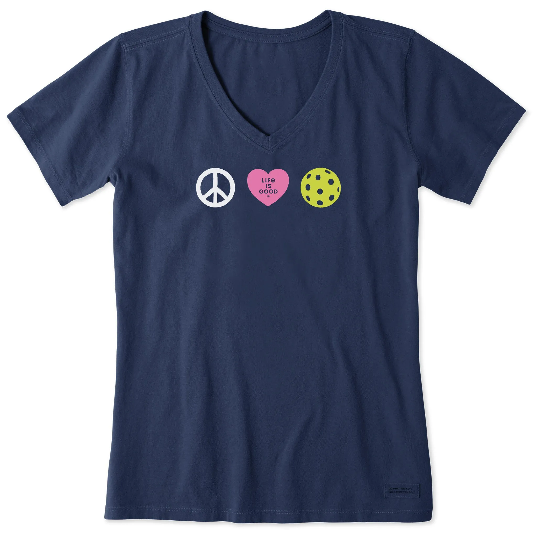 Women's Clean Peace Love Pickleball Short Sleeve Vee Life is Good