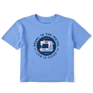 Women's Clean Pedal to the Metal Sewing Tie Dye Short Sleeve Crusher Boxy Tee Life is Good