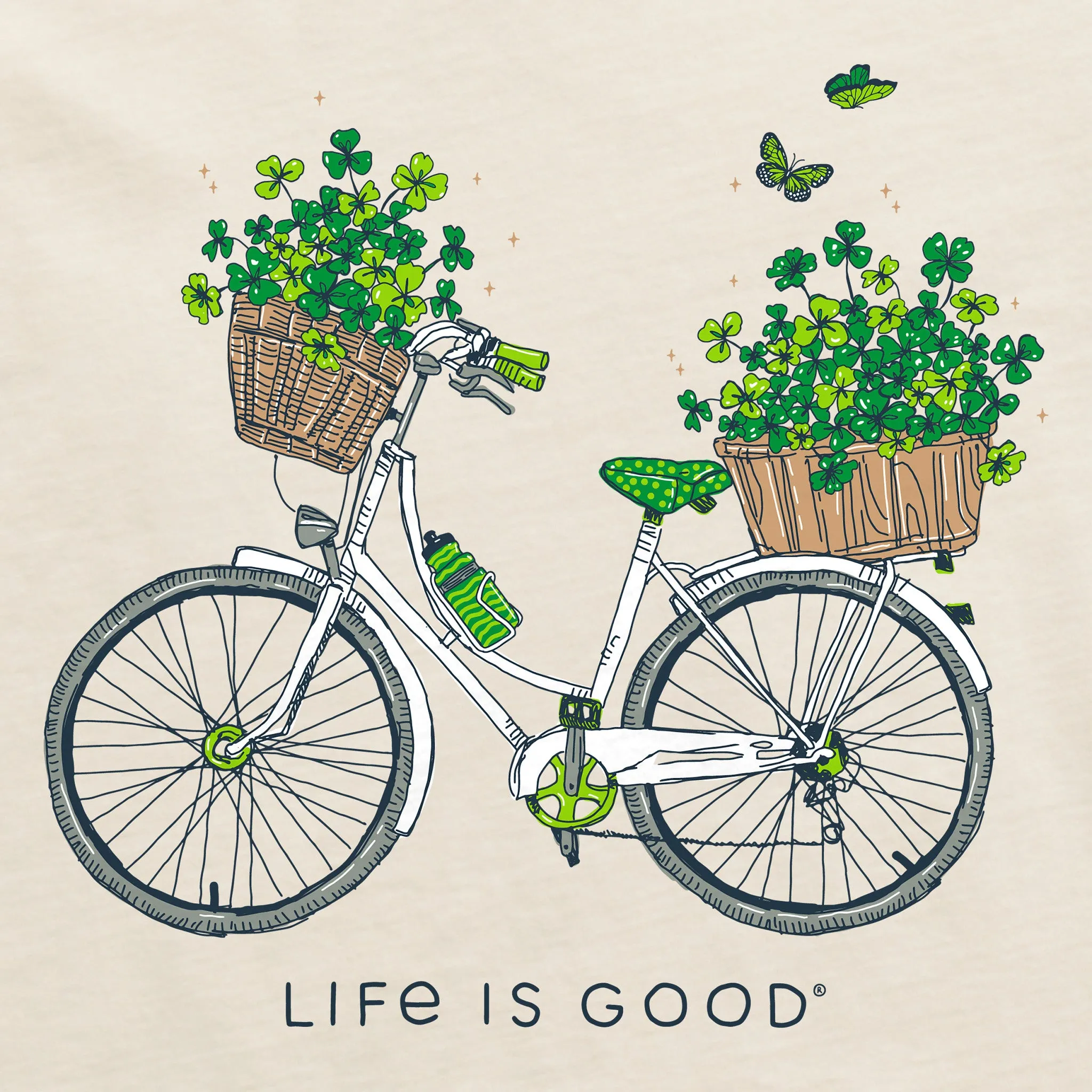 Women's Clover Bike Long Sleeve Crusher Boxy Tee Life is Good