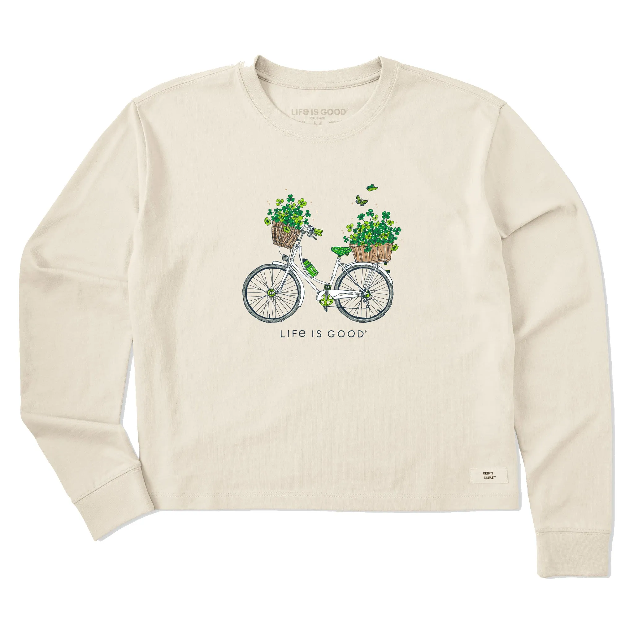 Women's Clover Bike Long Sleeve Crusher Boxy Tee Life is Good
