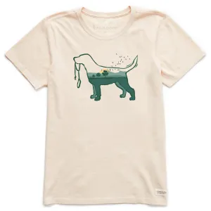 Women's Clover Dogscape Short Sleeve Crusher Tee Life is Good