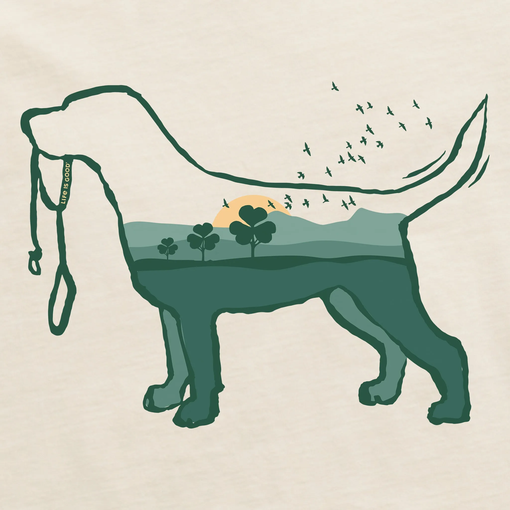 Women's Clover Dogscape Short Sleeve Crusher Tee Life is Good