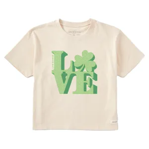 Women's Clover Love Short Sleeve Crusher Boxy Tee Life is Good