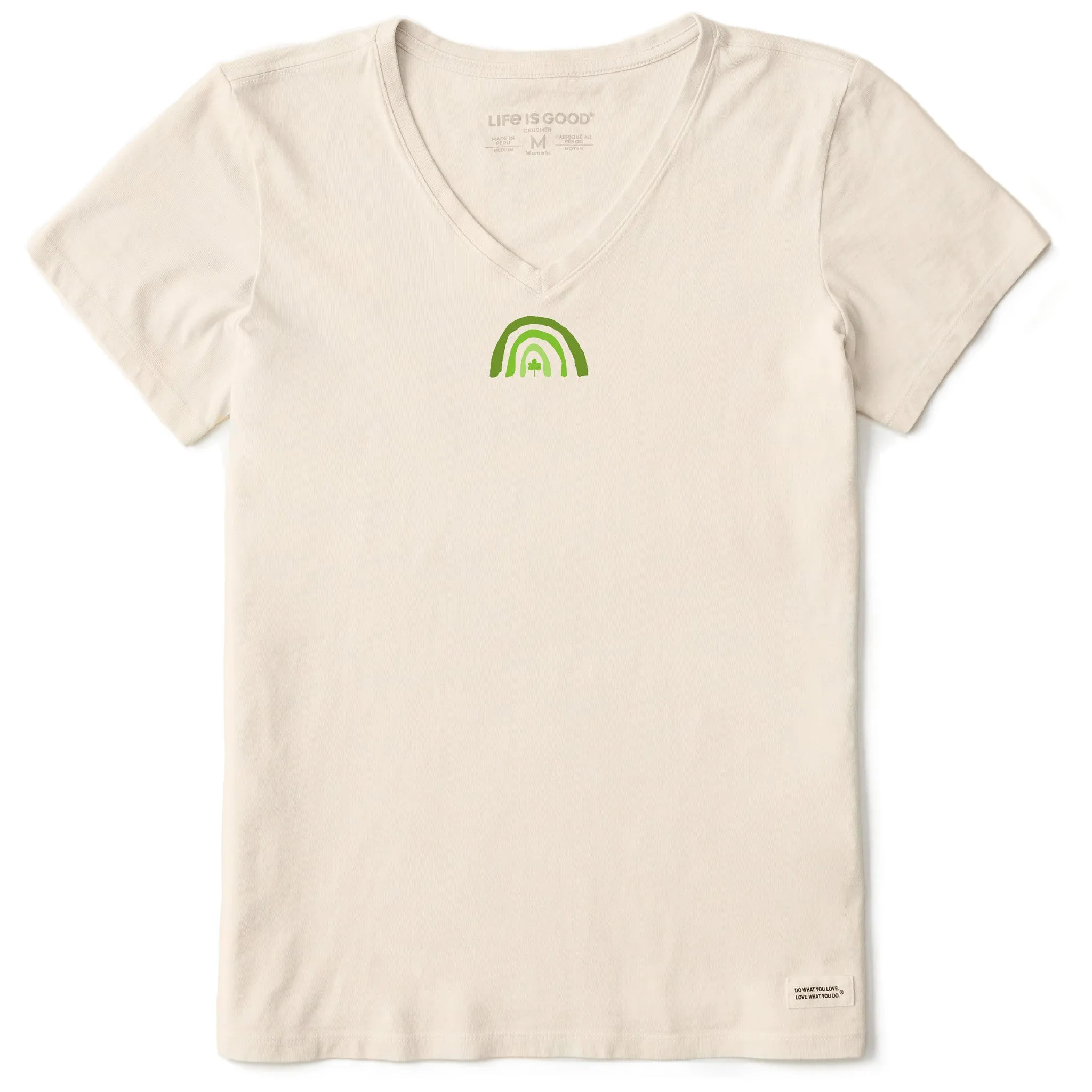Women's Clover Rainbow Short Sleeve Crusher Vee Life is Good