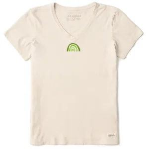 Women's Clover Rainbow Short Sleeve Crusher Vee Life is Good