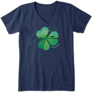 Women's Cloverfield Short Sleeve Crusher Vee Life is Good