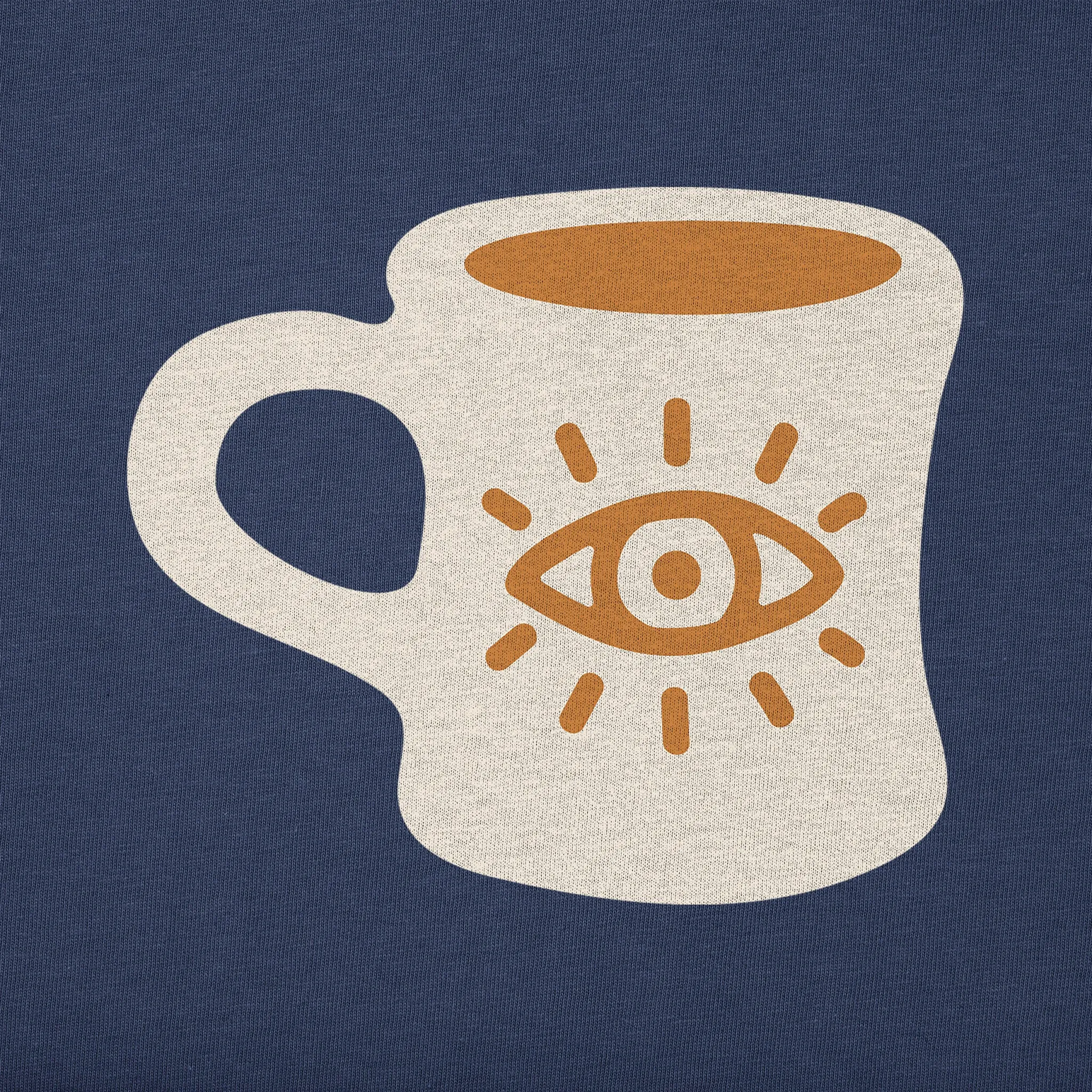 Women's Coffee Cup Eyeball Mini Short Sleeve Crusher Vee Life is Good