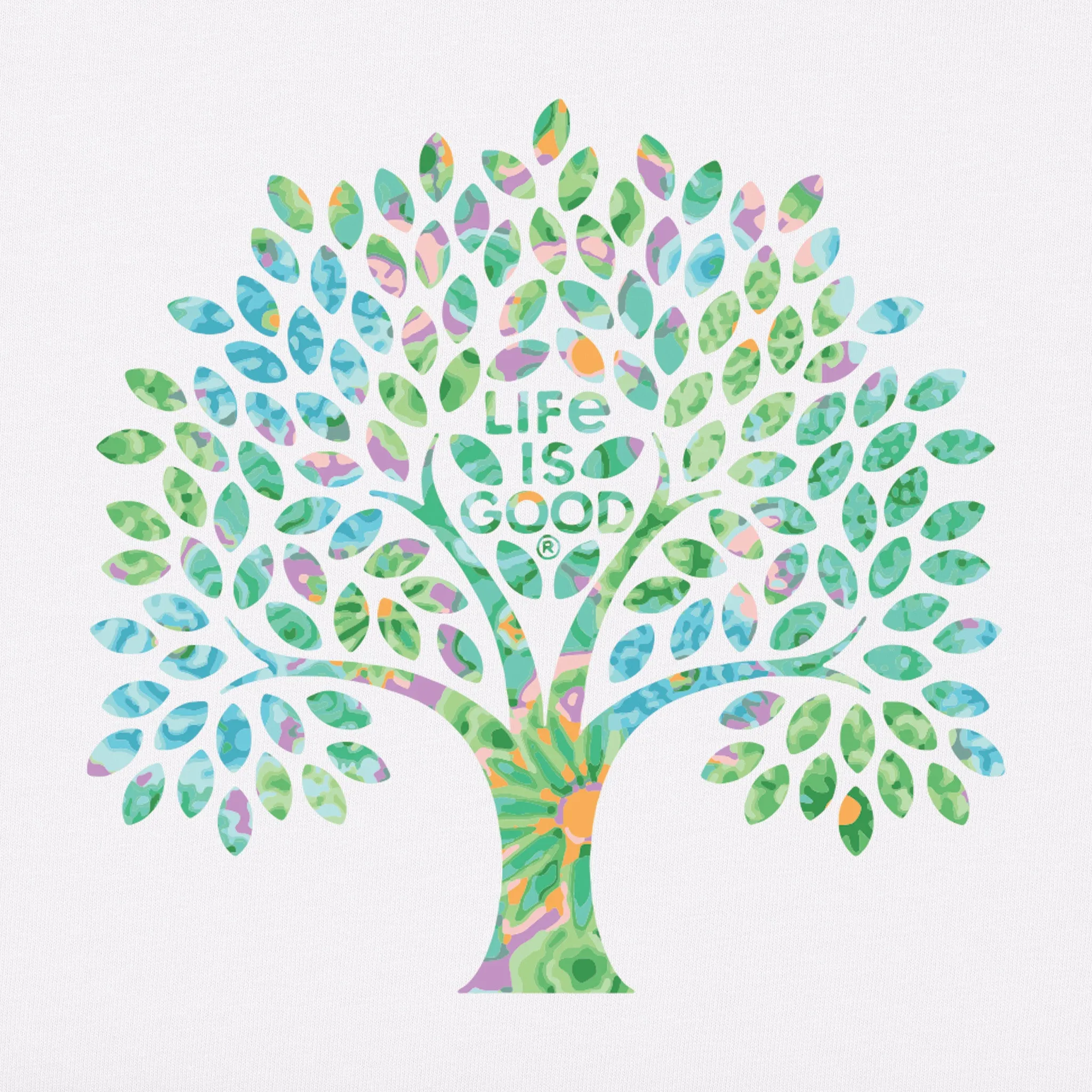 Women's Colorful Floral Tree Short Sleeve Tee Life is Good