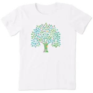 Women's Colorful Floral Tree Short Sleeve Tee Life is Good