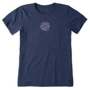 Women's Colorful Flower Burst Short Sleeve Crusher Tee Life is Good