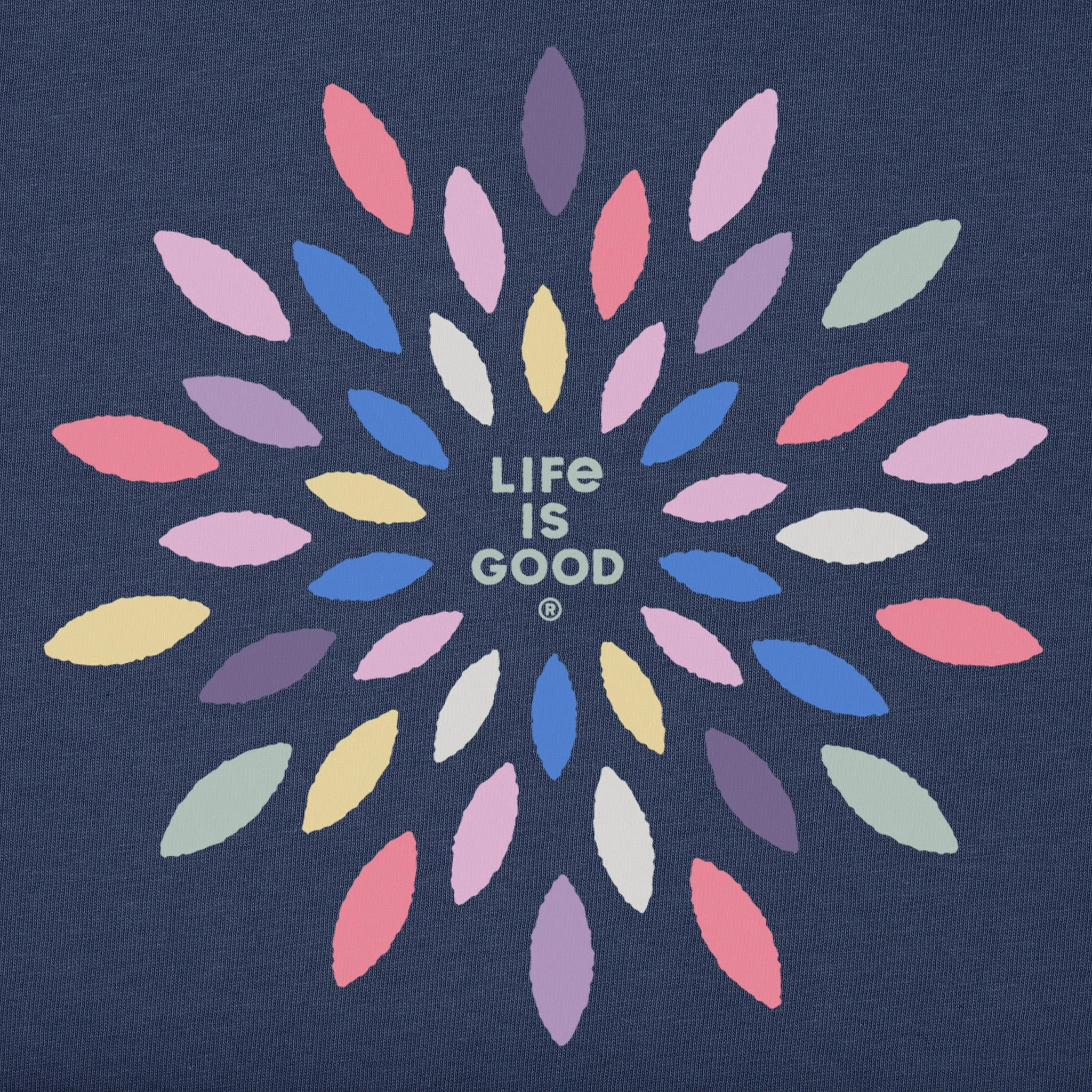 Women's Colorful Flower Burst Short Sleeve Vee Life is Good