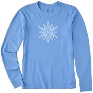 Women's Contrast Snowflake Long Sleeve Crusher Tee Life is Good