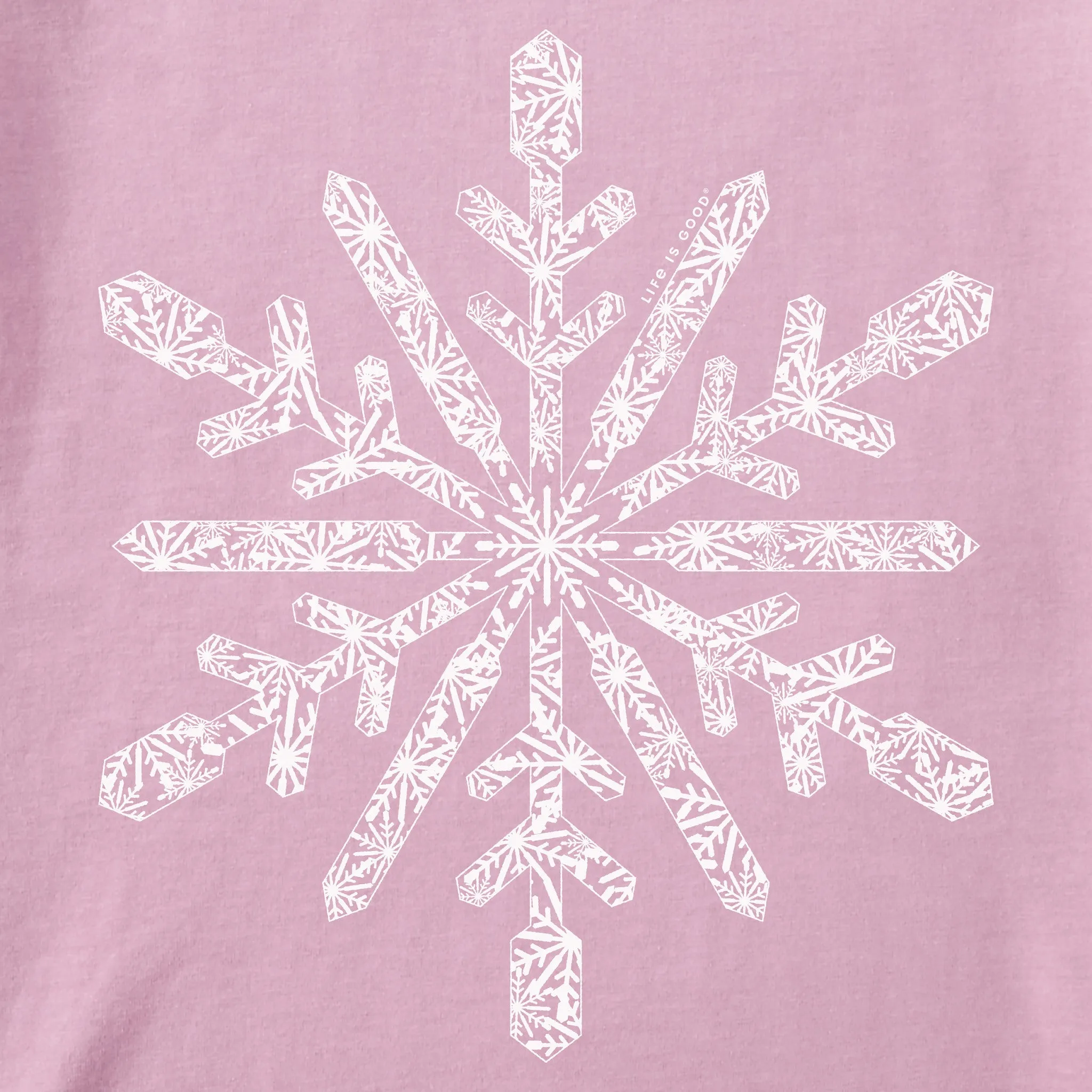Women's Contrast Snowflake Long Sleeve Crusher Tee Life is Good