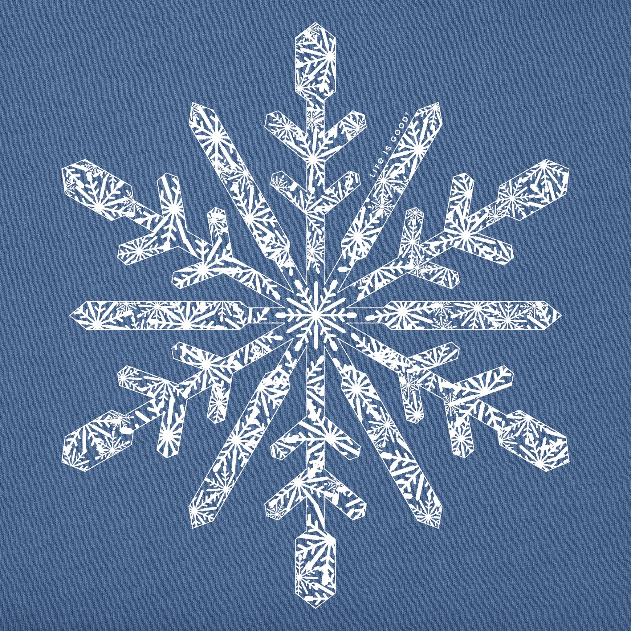 Women's Contrast Snowflake Long Sleeve Crusher Tee Life is Good