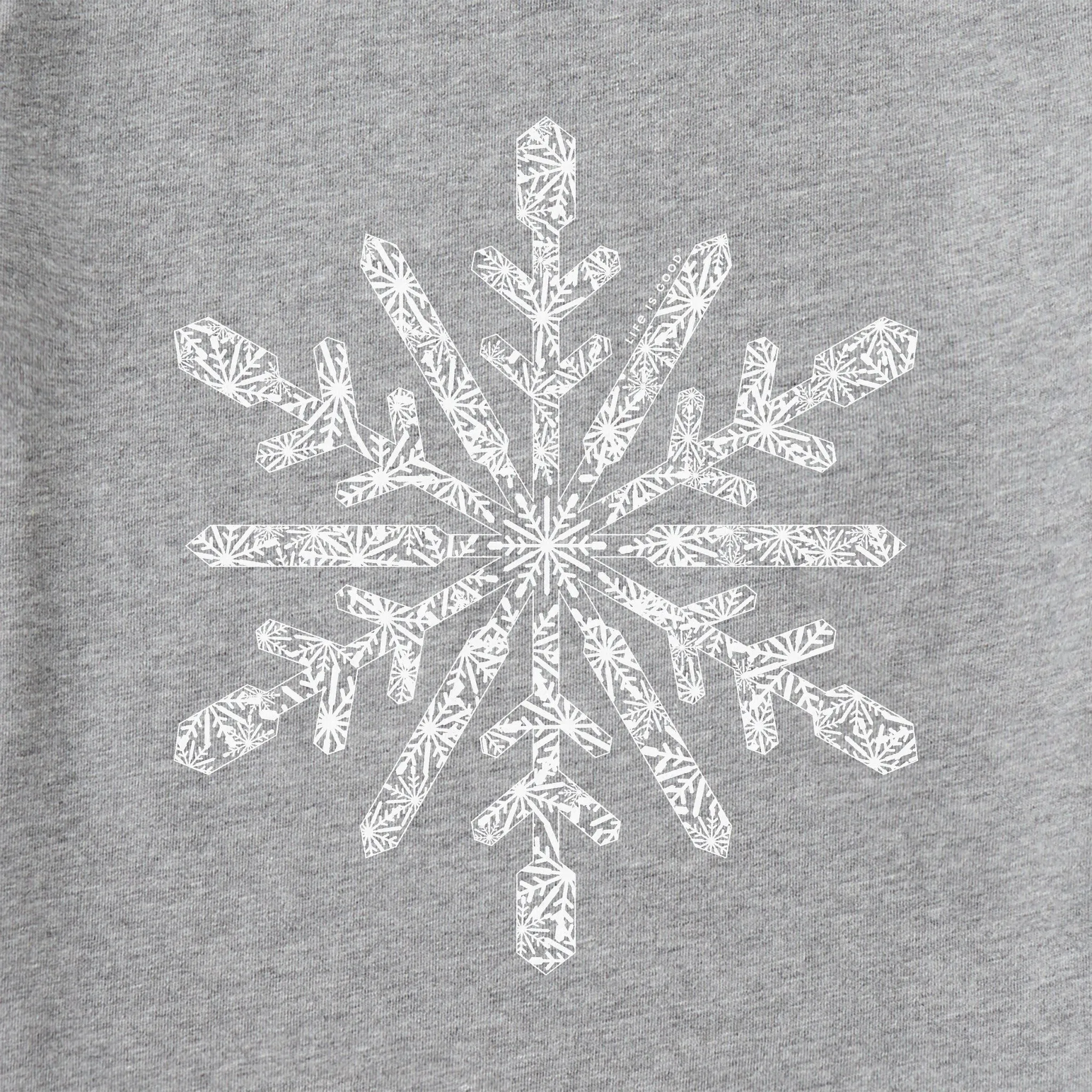 Women's Contrast Snowflake Long Sleeve Crusher Vee Life is Good