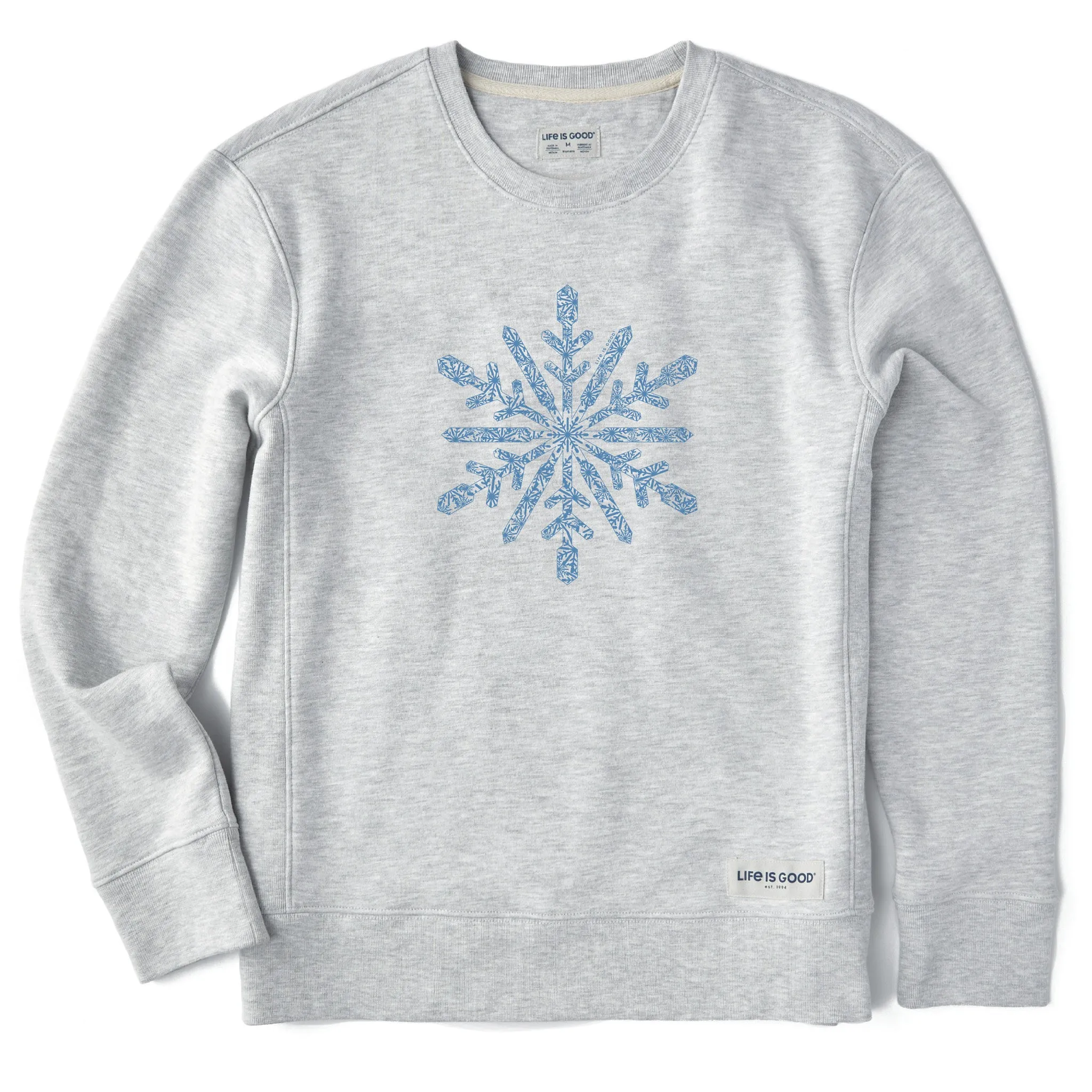 Women's Contrast Snowflake Simply True Fleece Crew Life is Good